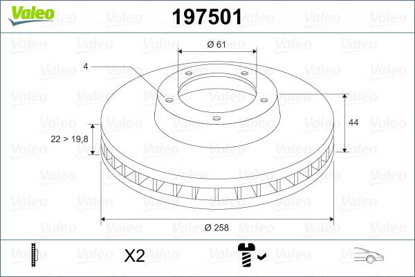 Valeo 197501 - Тормозной диск abcparts.ee