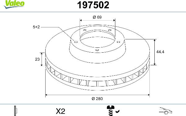 VALEO 197502 - Тормозной диск abcparts.ee