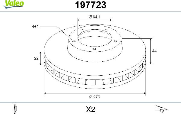 Valeo 197723 - Тормозной диск abcparts.ee