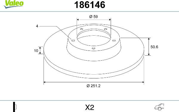 VALEO 186146 - Тормозной диск abcparts.ee