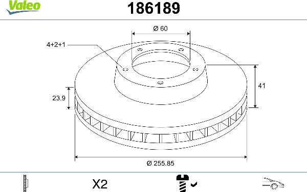 VALEO 186189 - Тормозной диск abcparts.ee