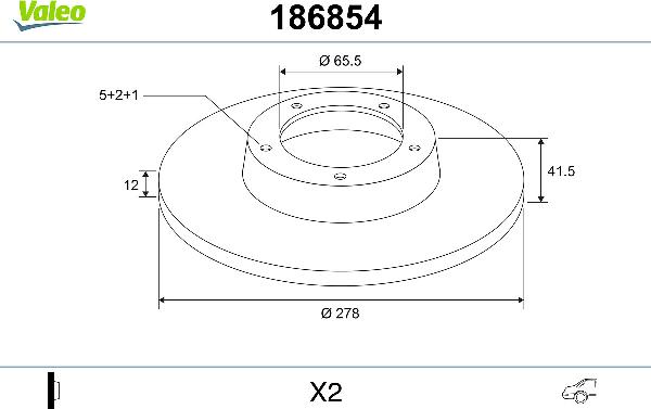 VALEO 186854 - Тормозной диск abcparts.ee
