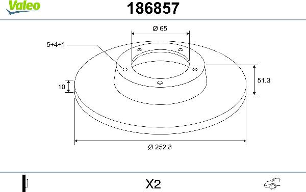 VALEO 186857 - Тормозной диск abcparts.ee