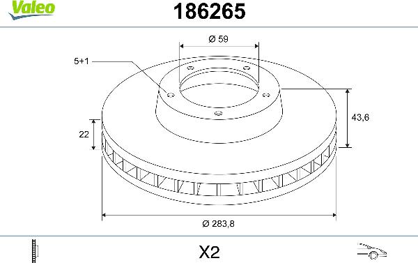 VALEO 186265 - Тормозной диск abcparts.ee