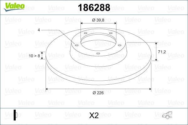 Valeo 186288 - Тормозной диск abcparts.ee