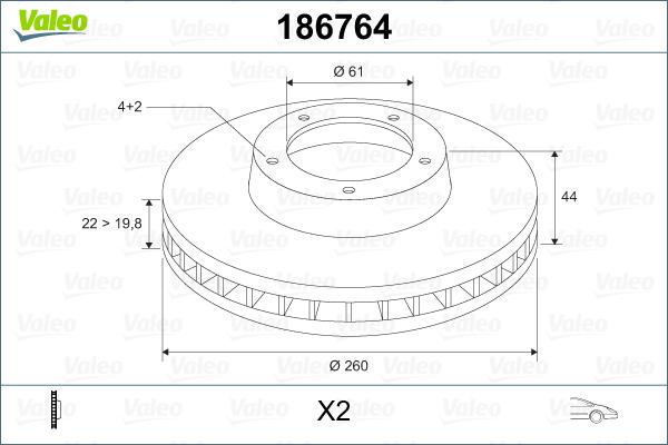 Valeo 186764 - Тормозной диск abcparts.ee