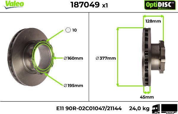 Valeo 187049 - Тормозной диск abcparts.ee