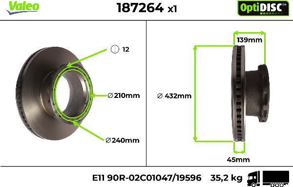 VALEO 187264 - Тормозной диск abcparts.ee