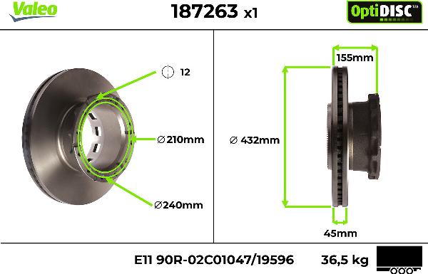 VALEO 187263 - Тормозной диск abcparts.ee