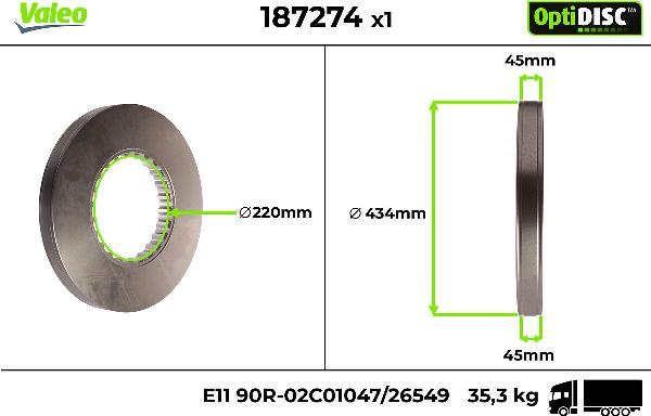 VALEO 187274 - Тормозной диск abcparts.ee