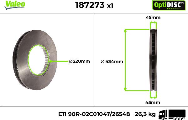 VALEO 187273 - Тормозной диск abcparts.ee