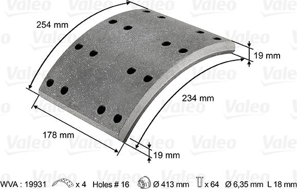 Valeo 124027 - Комплект тормозных башмаков, барабанные тормоза abcparts.ee