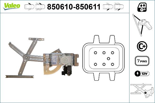 VALEO 850610 - Стеклоподъемник abcparts.ee