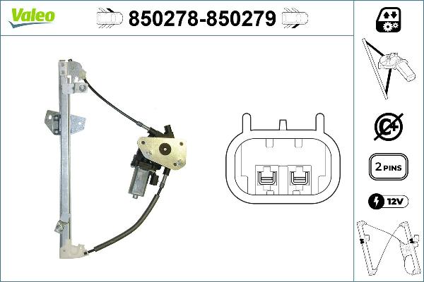 Valeo 850278 - Стеклоподъемник abcparts.ee