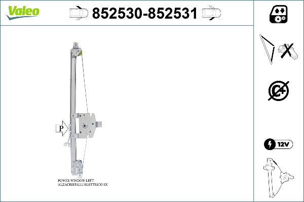 Valeo 852530 - Стеклоподъемник abcparts.ee