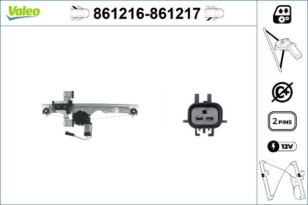 Valeo 861216 - Стеклоподъемник abcparts.ee
