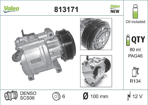 Valeo 813171 - Компрессор кондиционера abcparts.ee