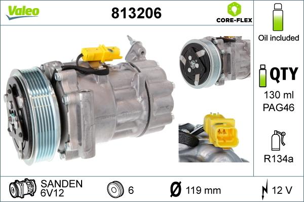 Valeo 813206 - Компрессор кондиционера abcparts.ee