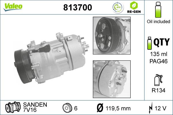 Valeo 813700 - Компрессор кондиционера abcparts.ee