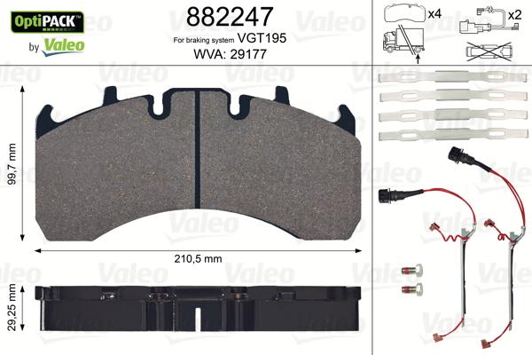 Valeo 882247 - Тормозные колодки, дисковые, комплект abcparts.ee