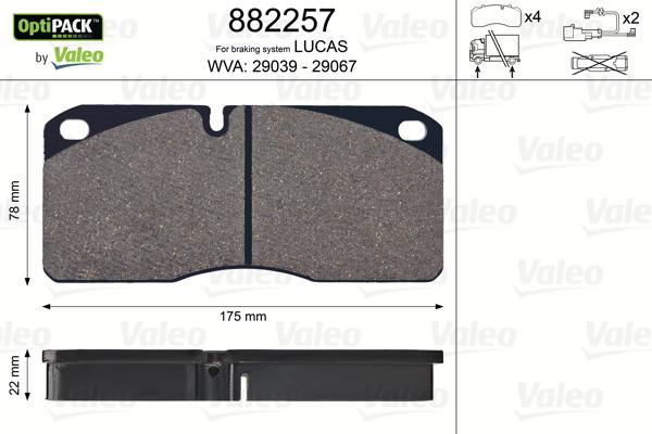 VALEO 882257 - Тормозные колодки, дисковые, комплект abcparts.ee