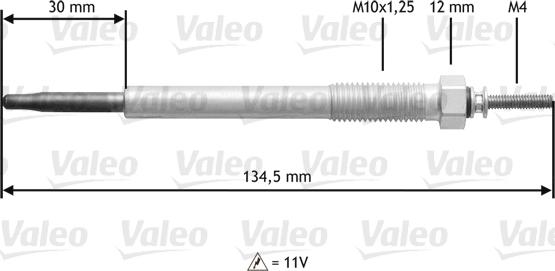Valeo 345 185 - Свеча накаливания abcparts.ee