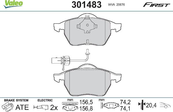 VALEO 301483 - Тормозные колодки, дисковые, комплект abcparts.ee
