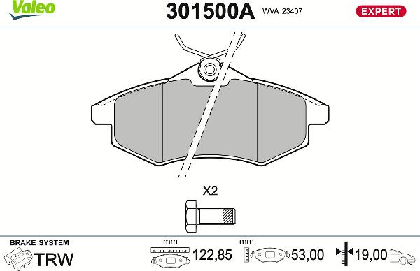 Valeo 301500A - Тормозные колодки, дисковые, комплект abcparts.ee