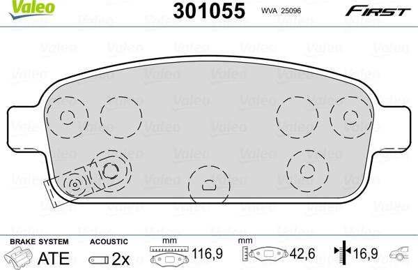 VALEO 301055 - Тормозные колодки, дисковые, комплект abcparts.ee
