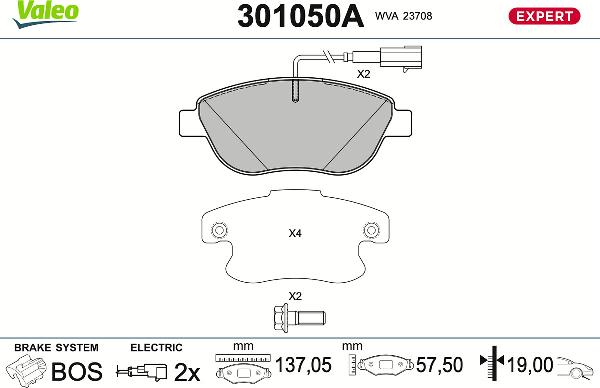VALEO 301050A - Тормозные колодки, дисковые, комплект abcparts.ee