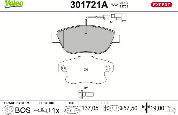 VALEO 301721A - Тормозные колодки, дисковые, комплект abcparts.ee