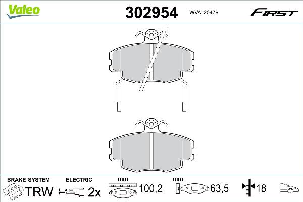 VALEO 302954 - Тормозные колодки, дисковые, комплект abcparts.ee