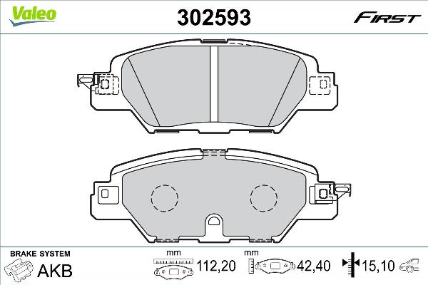 VALEO 302593 - Тормозные колодки, дисковые, комплект abcparts.ee