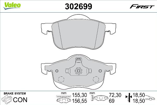 VALEO 302699 - Тормозные колодки, дисковые, комплект abcparts.ee