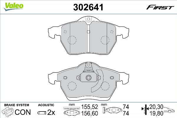 Valeo 302641 - Тормозные колодки, дисковые, комплект abcparts.ee
