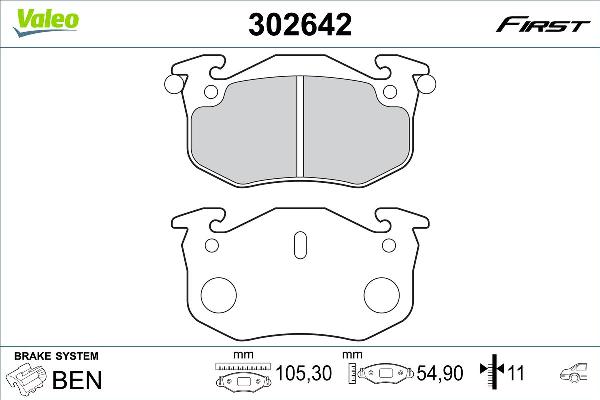 VALEO 302642 - Тормозные колодки, дисковые, комплект abcparts.ee