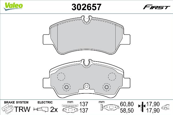 VALEO 302657 - Тормозные колодки, дисковые, комплект abcparts.ee
