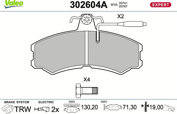 VALEO 302604A - Тормозные колодки, дисковые, комплект abcparts.ee