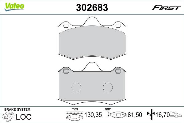 Valeo 302683 - Тормозные колодки, дисковые, комплект abcparts.ee