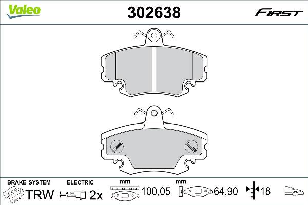 VALEO 302638 - Тормозные колодки, дисковые, комплект abcparts.ee