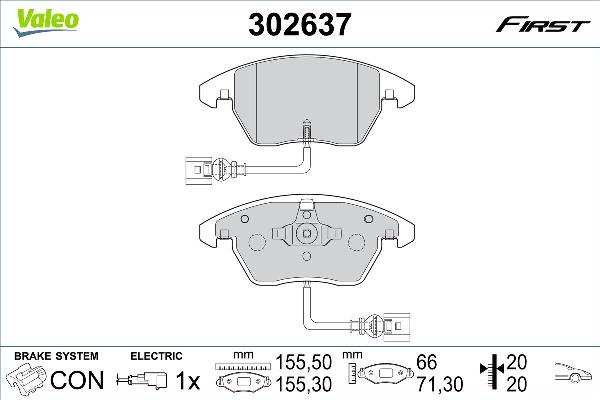 VALEO 302637 - Тормозные колодки, дисковые, комплект abcparts.ee