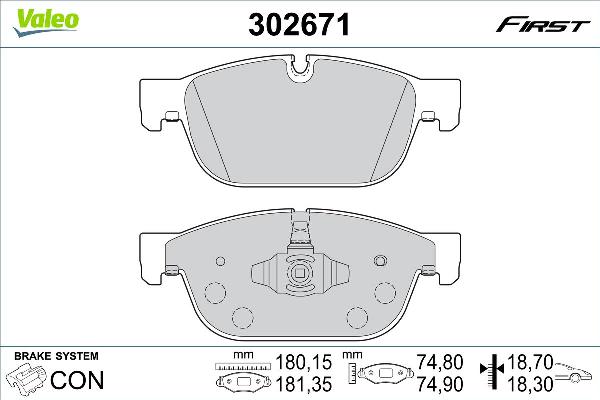 VALEO 302671 - Тормозные колодки, дисковые, комплект abcparts.ee