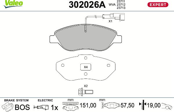 Valeo 302026A - Тормозные колодки, дисковые, комплект abcparts.ee