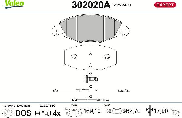 VALEO 302020A - Тормозные колодки, дисковые, комплект abcparts.ee