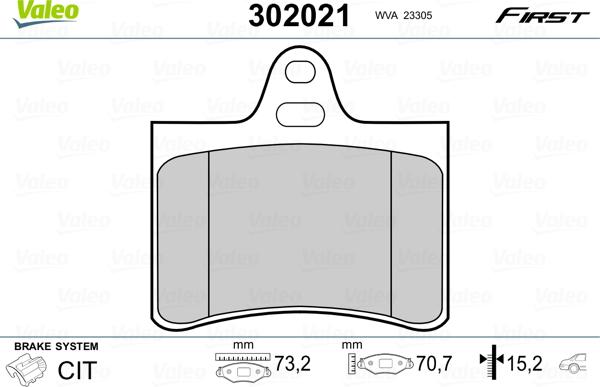 VALEO 302021 - Тормозные колодки, дисковые, комплект abcparts.ee