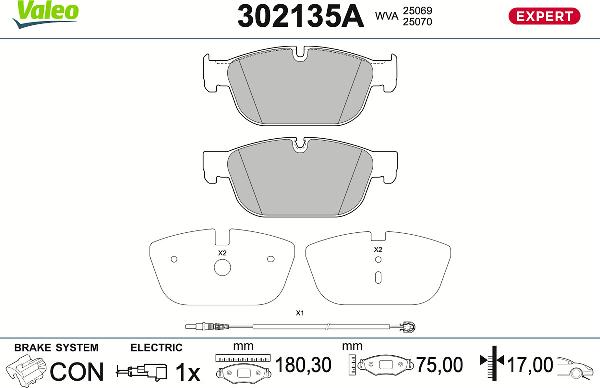 VALEO 302135A - Тормозные колодки, дисковые, комплект abcparts.ee
