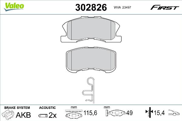 VALEO 302826 - Тормозные колодки, дисковые, комплект abcparts.ee