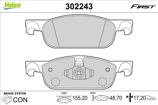VALEO 302243 - Тормозные колодки, дисковые, комплект abcparts.ee