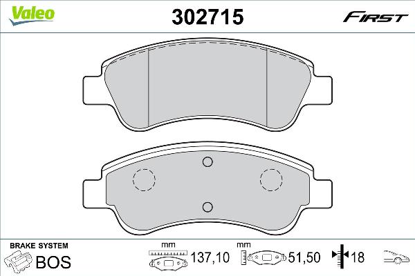 VALEO 302715 - Тормозные колодки, дисковые, комплект abcparts.ee