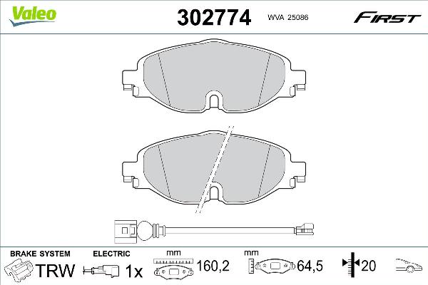 VALEO 302774 - Тормозные колодки, дисковые, комплект abcparts.ee